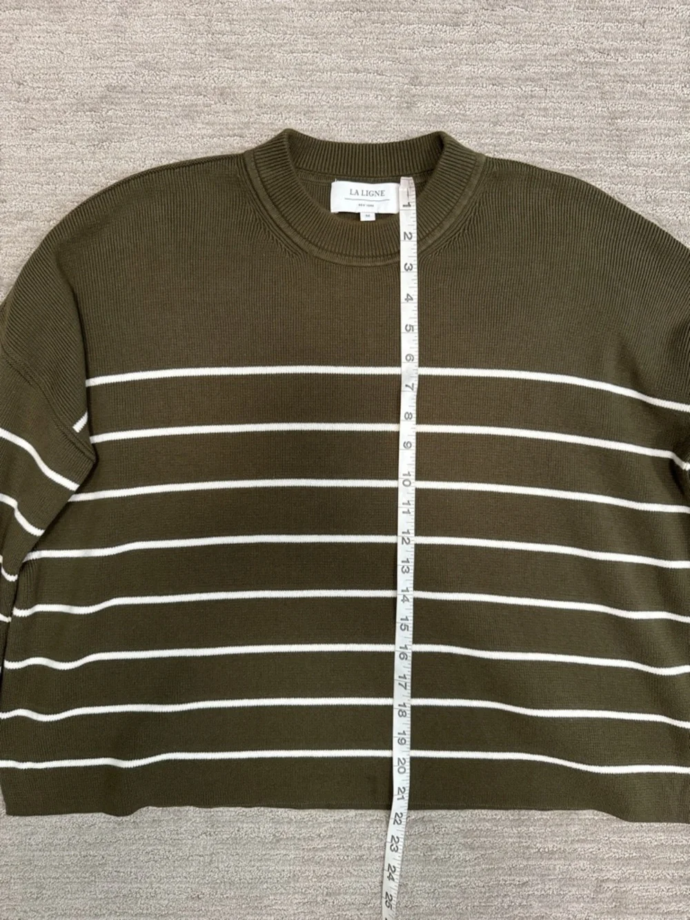 La Ligne Leo Sweater in Olive Stripe Size Medium - Picture 7 of 12